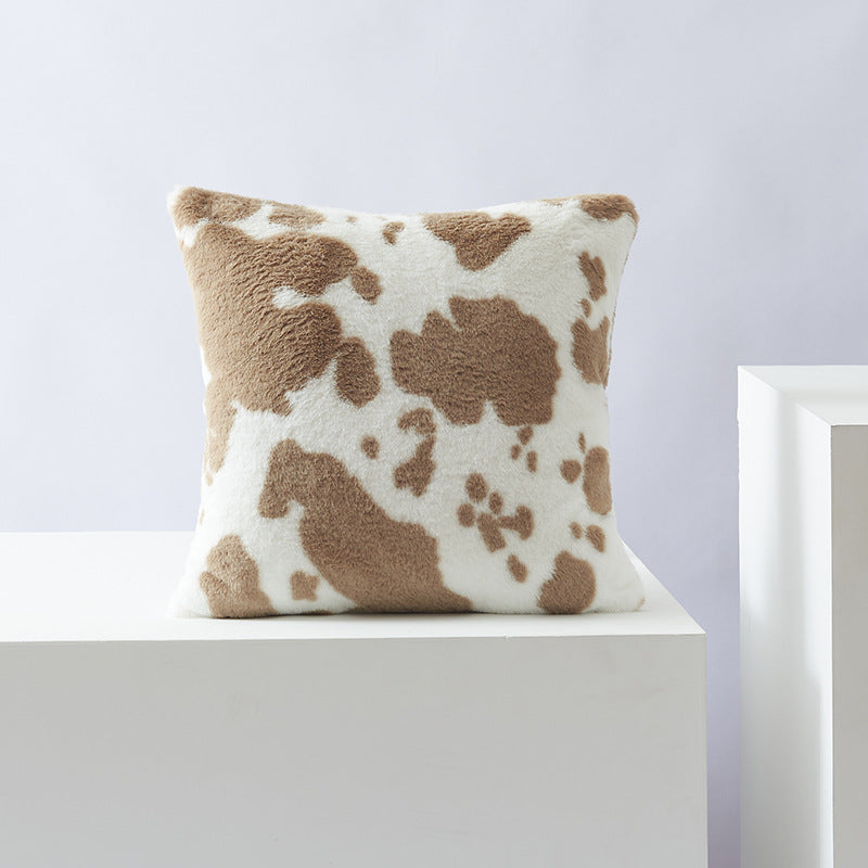 FloralCow Double-Sided Plush Pillow Cover