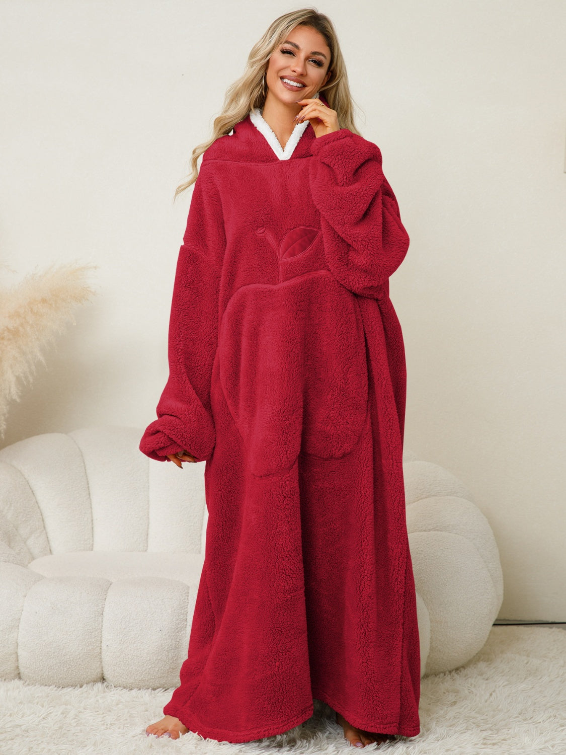 Contrast Pocketed Hooded Lounge Dress