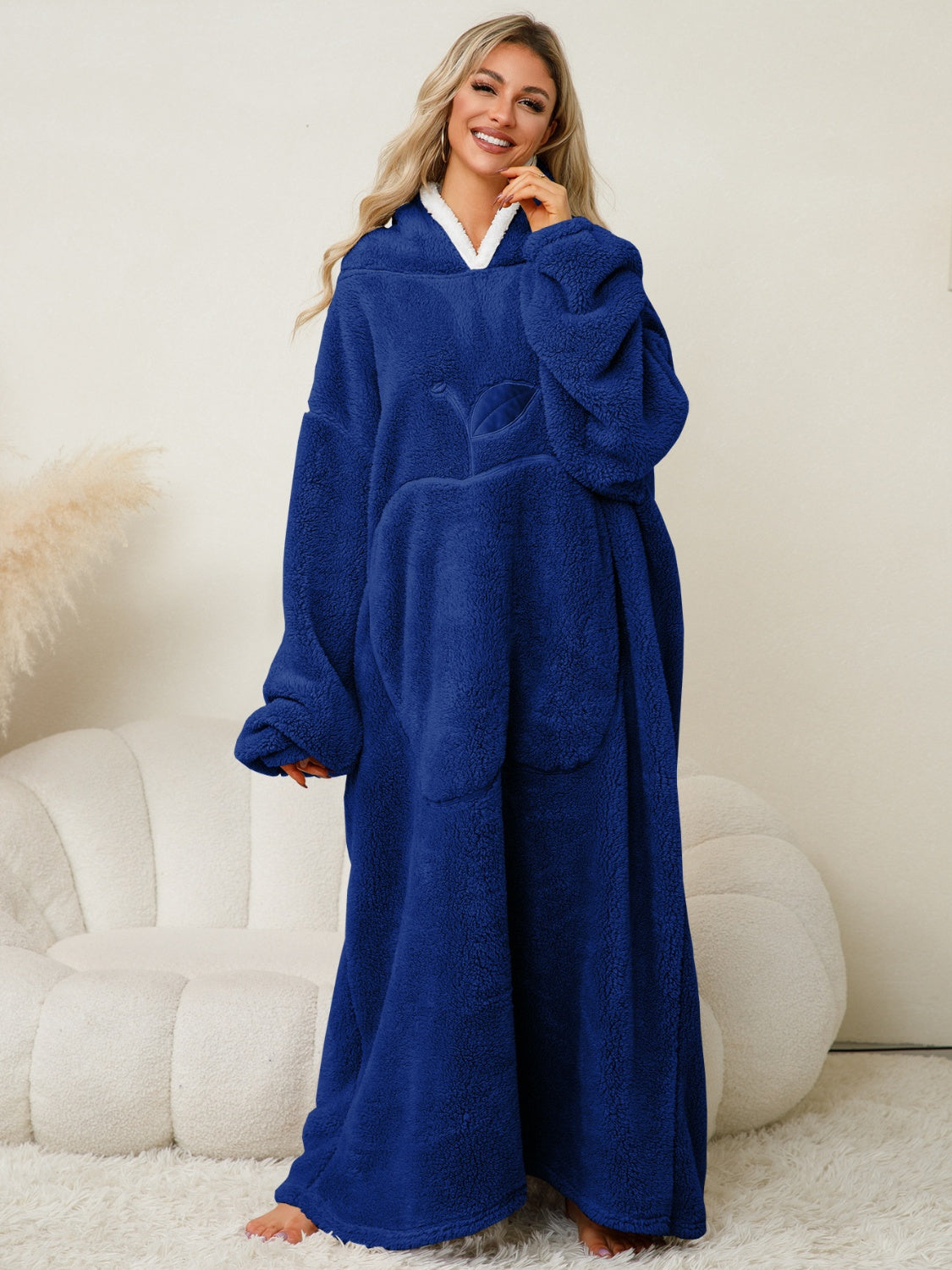 Contrast Pocketed Hooded Lounge Dress