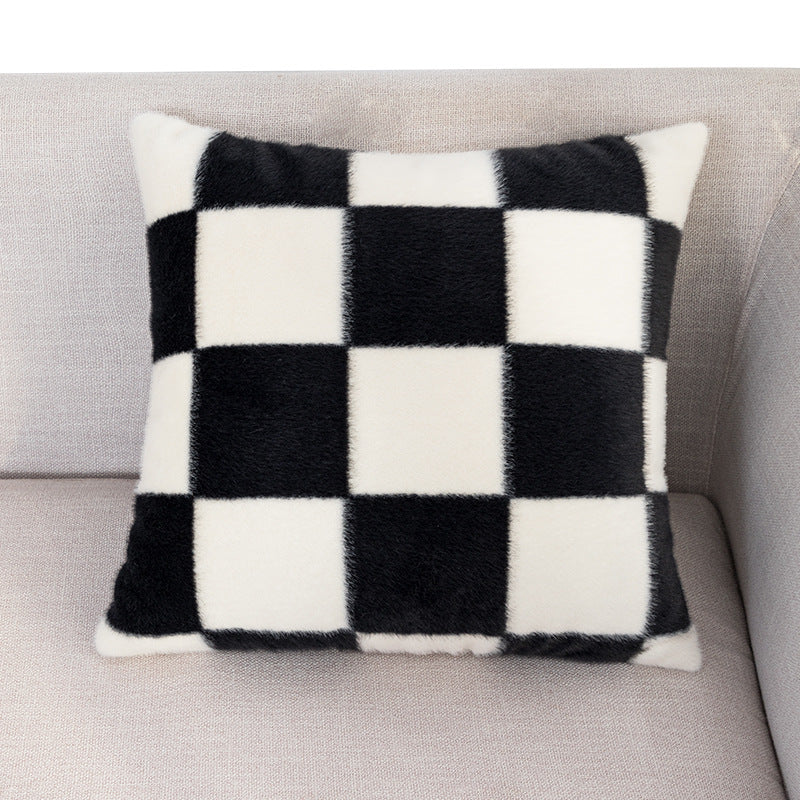 Checkerboard Chic Plush Sofa Pillow