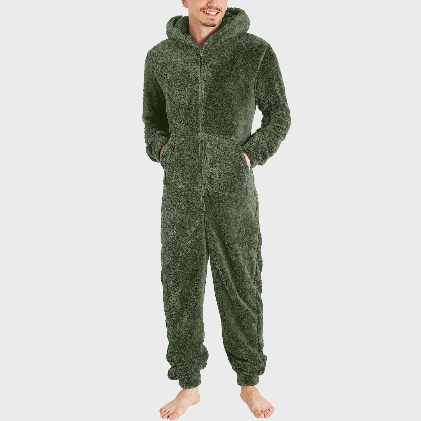 ThermaZip Men's Plush Jumpsuit – Fashionable Thermal Pajamas