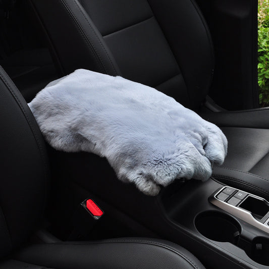 Car Mats Winter Rex Rabbit Fur Cars Armrest Cushion Center Armrests Box Mat Outdoor Travel Throw Pillows Plush Cute Pillow