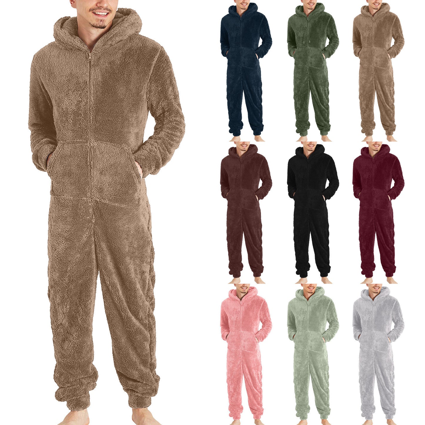 ThermaZip Men's Plush Jumpsuit – Fashionable Thermal Pajamas