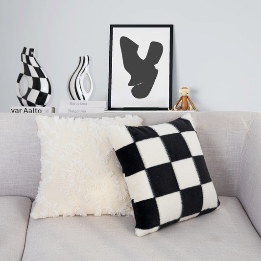 Checkerboard Chic Plush Sofa Pillow